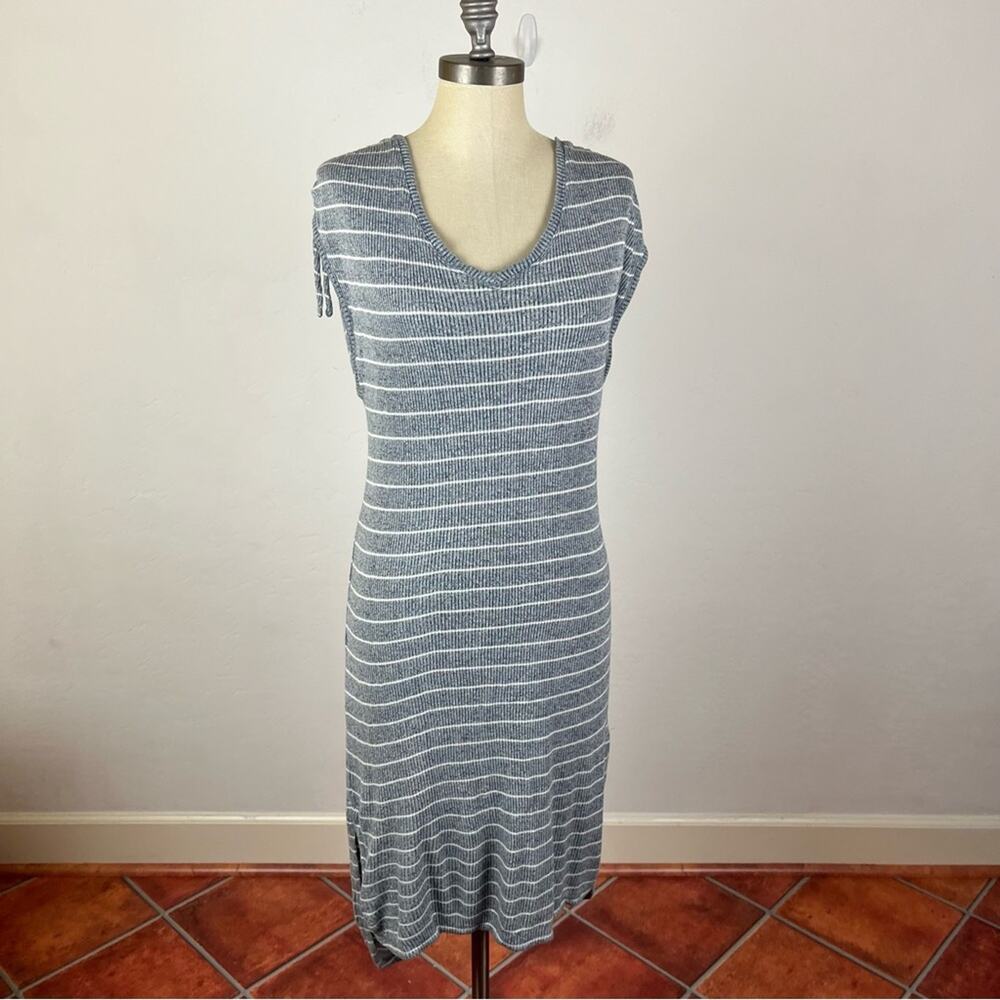Anthropologie Saturday Sunday Ruched Stripe Midi Dress